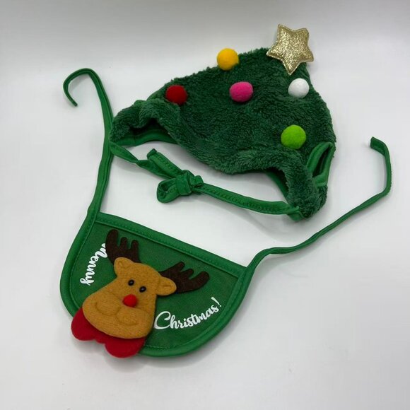 Cute Pet Christmas Costume Set, Bandana & Hat Outfit for Cat&Dog - Picture 4 of 9